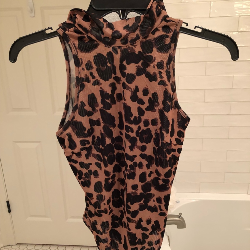 High neck cheetah bodysuit